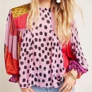 Anthropologie Multicolor Polka Dot Blouse